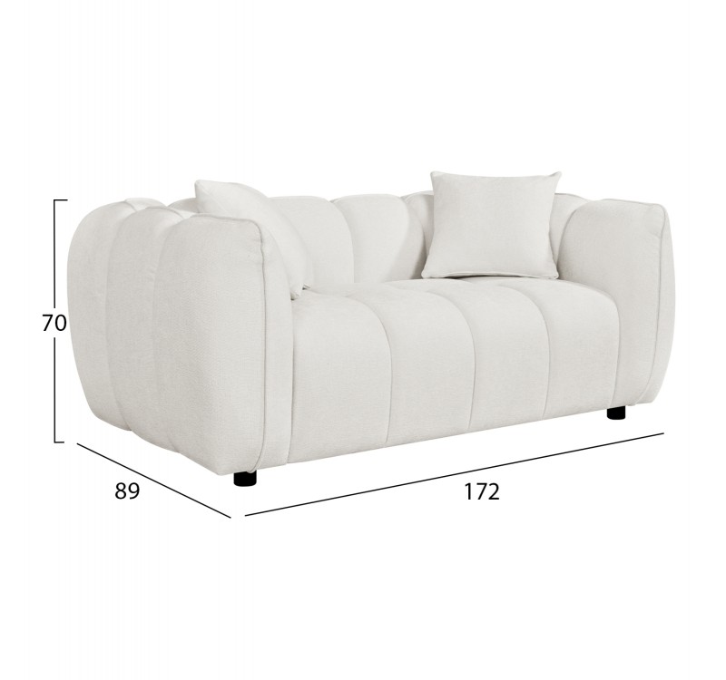 ΚΑΝΑΠΕΣ 2-ΘΕΣΙΟΣ LYKKE HM3324.02 ΕΚΡΟΥ ΥΦΑΣΜΑ 172x89x70Υεκ.