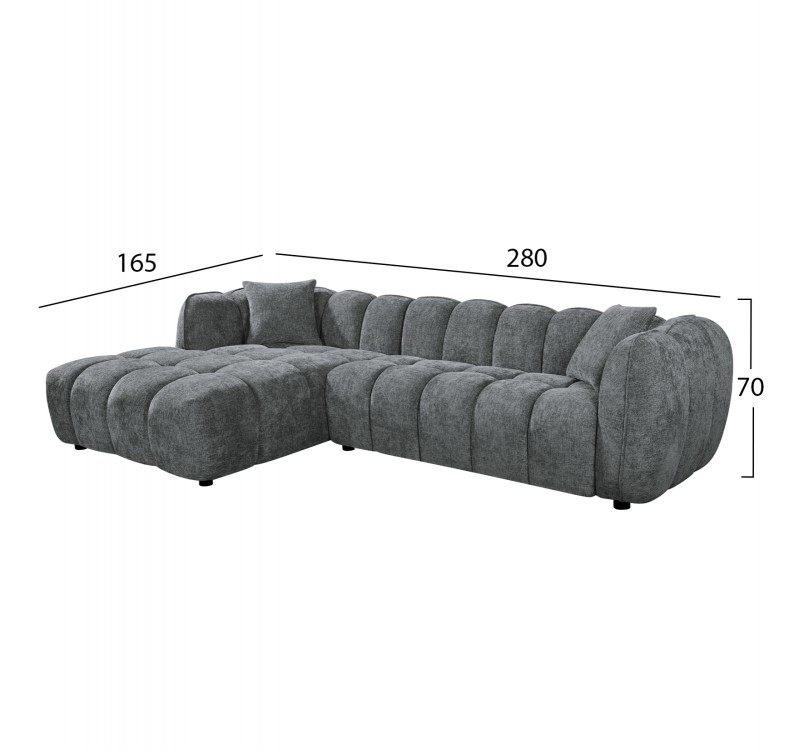 ΣΕΤ ΚΑΝΑΠΕΣ ΓΩΝΙΑ (ΑΡΙΣΤΕΡΗ)-ΠΟΛΥΘΡΟΝΑ LOUNGE LYKKE HM10820.01L ΓΚΡΙ ΥΦΑΣΜΑ