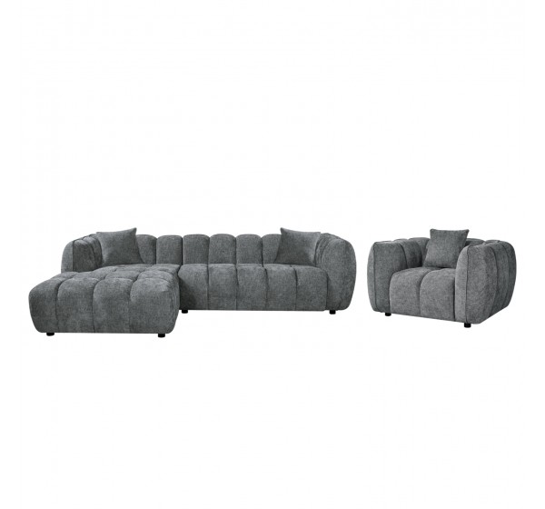 ΣΕΤ ΚΑΝΑΠΕΣ ΓΩΝΙΑ (ΑΡΙΣΤΕΡΗ)-ΠΟΛΥΘΡΟΝΑ LOUNGE LYKKE HM10820.01L ΓΚΡΙ ΥΦΑΣΜΑ