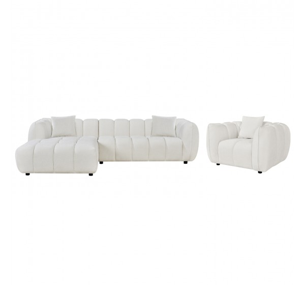 ΣΕΤ ΚΑΝΑΠΕΣ ΓΩΝΙΑ (ΑΡΙΣΤΕΡΗ)-ΠΟΛΥΘΡΟΝΑ LOUNGE LYKKE HM10820.02L ΕΚΡΟΥ ΥΦΑΣΜΑ