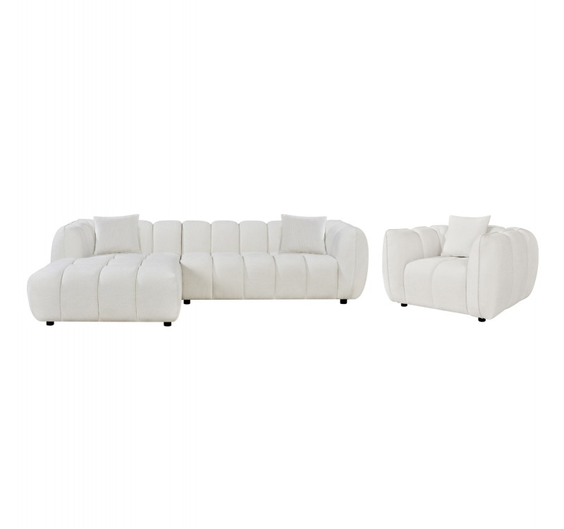 ΣΕΤ ΚΑΝΑΠΕΣ ΓΩΝΙΑ (ΑΡΙΣΤΕΡΗ)-ΠΟΛΥΘΡΟΝΑ LOUNGE LYKKE HM10820.02L ΕΚΡΟΥ ΥΦΑΣΜΑ