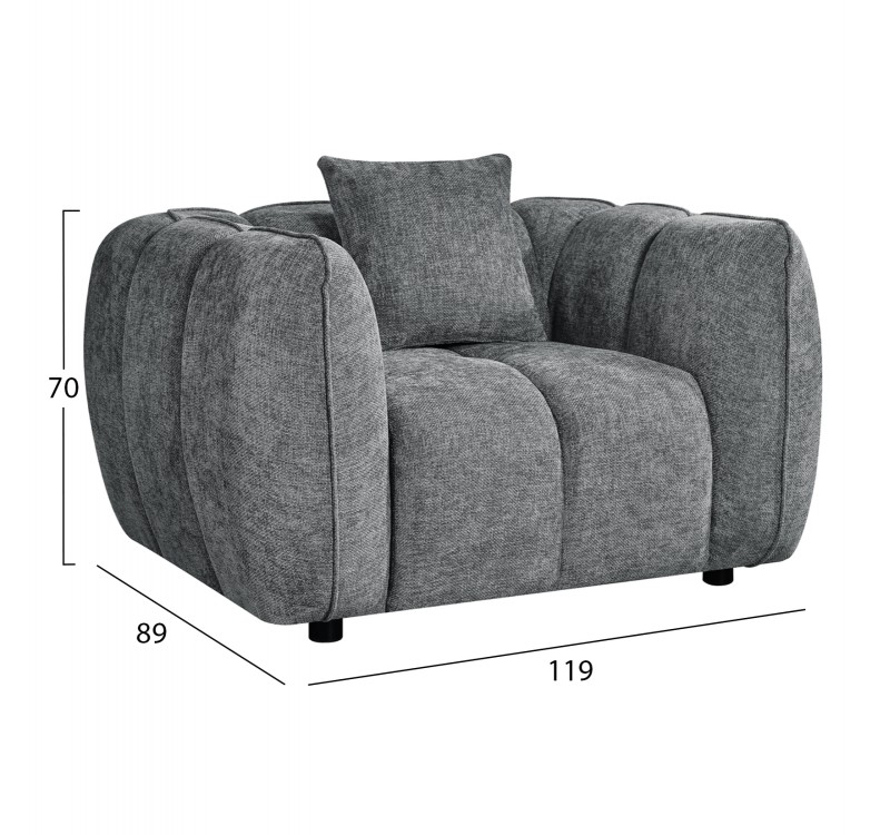 ΣΕΤ ΚΑΝΑΠΕΣ ΓΩΝΙΑ (ΔΕΞΙΑ)-ΠΟΛΥΘΡΟΝΑ LOUNGE LYKKE HM10820.01R ΓΚΡΙ ΥΦΑΣΜΑ
