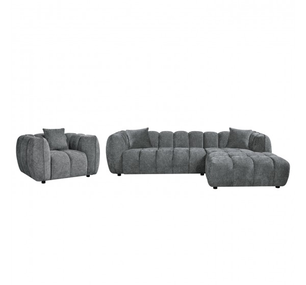 ΣΕΤ ΚΑΝΑΠΕΣ ΓΩΝΙΑ (ΔΕΞΙΑ)-ΠΟΛΥΘΡΟΝΑ LOUNGE LYKKE HM10820.01R ΓΚΡΙ ΥΦΑΣΜΑ