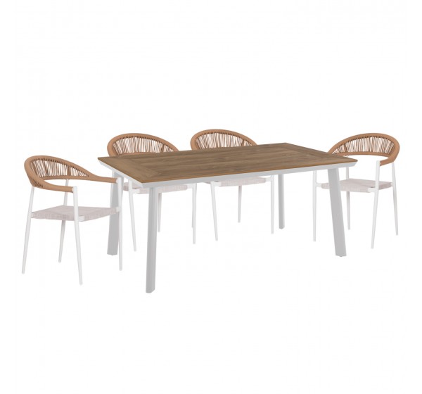 ΣΕΤ ΤΡΑΠΕΖΑΡΙΑΣ 5ΤΜΧ BERG HM10823.01 ΑΛΟΥΜΙΝΙΟ-POLYWOOD-TEXTILENE---ΛΕΥΚΟ