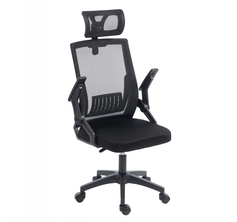 ΚΑΡΕΚΛΑ ΓΡΑΦΕΙΟΥ MATRON HM1226.01 ΜΑΥΡO PP & MESH ΥΦΑΣΜΑ 47x47x128Υεκ
