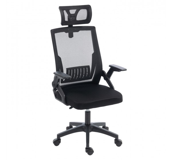 ΚΑΡΕΚΛΑ ΓΡΑΦΕΙΟΥ MATRON HM1226.01 ΜΑΥΡO PP & MESH ΥΦΑΣΜΑ 47x47x128Υεκ