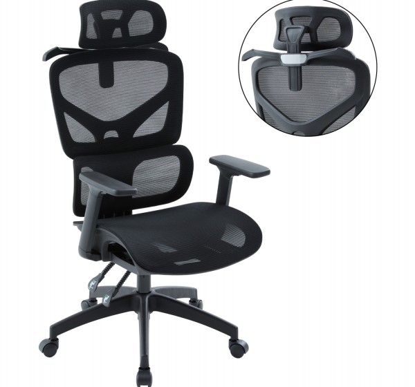 ΚΑΡΕΚΛΑ ΓΡΑΦΕΙΟΥ APEX HM1227.01 ΜΑΥΡO MESH & PP 68x68x120-130Υεκ