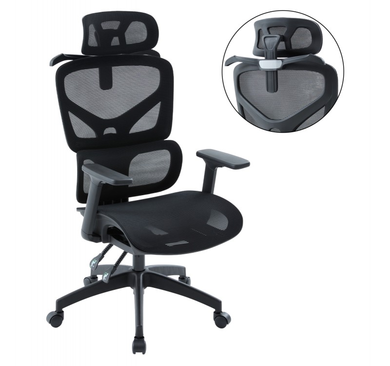 ΚΑΡΕΚΛΑ ΓΡΑΦΕΙΟΥ APEX HM1227.01 ΜΑΥΡO MESH & PP 68x68x120-130Υεκ