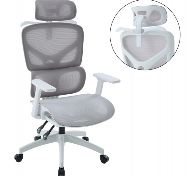 ΚΑΡΕΚΛΑ ΓΡΑΦΕΙΟΥ APEX HM1227.02 ΛΕΥΚΟ PP--ΑΝΟΙΧΤΟ ΓΚΡΙ MESH 68x68x120-130Υεκ
