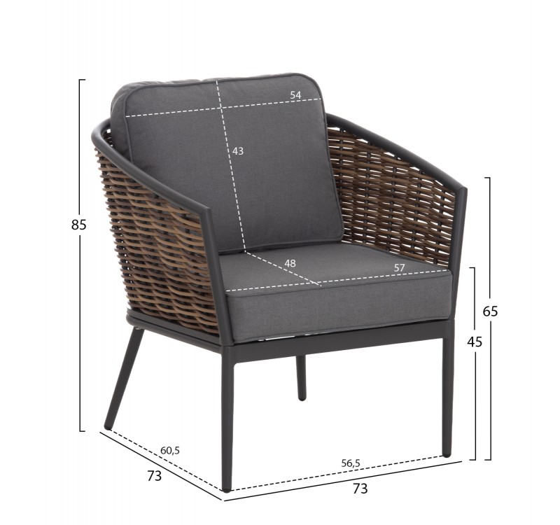 ΣΕΤ ΣΑΛΟΝΙ 4ΤΜΧ CASSIAN HM6552.01 ΑΛΟΥΜΙΝΙΟ & ΜΑΞΙΛΑΡΙΑ ΓΚΡΙ-ΜΠΕΖ P.E.RATTAN