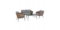 ΣΕΤ ΣΑΛΟΝΙ 4ΤΜΧ CASSIAN HM6552.01 ΑΛΟΥΜΙΝΙΟ & ΜΑΞΙΛΑΡΙΑ ΓΚΡΙ-ΜΠΕΖ P.E.RATTAN