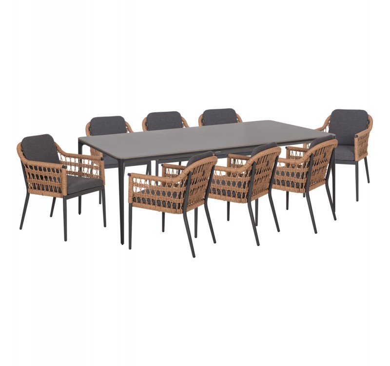 ΣΕΤ ΤΡΑΠΕΖΑΡΙΑΣ 9ΤΜΧ STAD HM10865.01 ΓΚΡΙ ΑΛΟΥΜΙΝΙΟ-SINTERED STONE TOP-OLEFIN