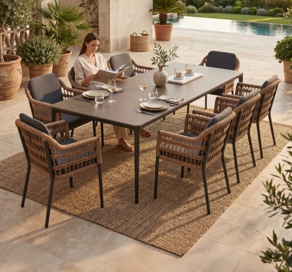 ΣΕΤ ΤΡΑΠΕΖΑΡΙΑΣ 9ΤΜΧ STAD HM10865.01 ΓΚΡΙ ΑΛΟΥΜΙΝΙΟ-SINTERED STONE TOP-OLEFIN