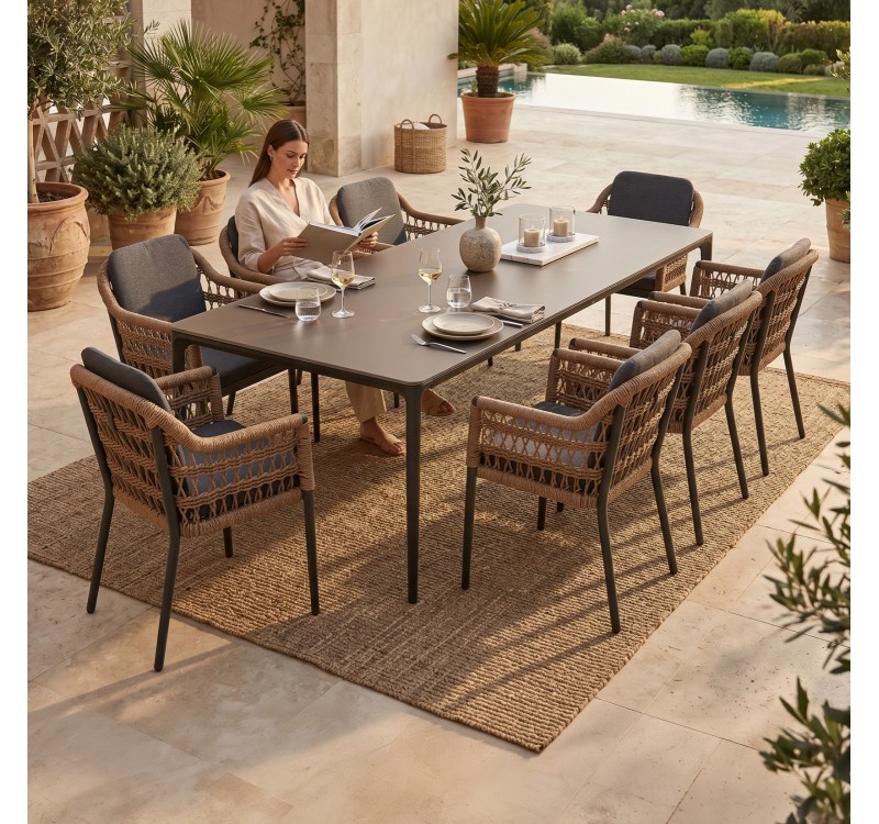 ΣΕΤ ΤΡΑΠΕΖΑΡΙΑΣ 9ΤΜΧ STAD HM10865.01 ΓΚΡΙ ΑΛΟΥΜΙΝΙΟ-SINTERED STONE TOP-OLEFIN