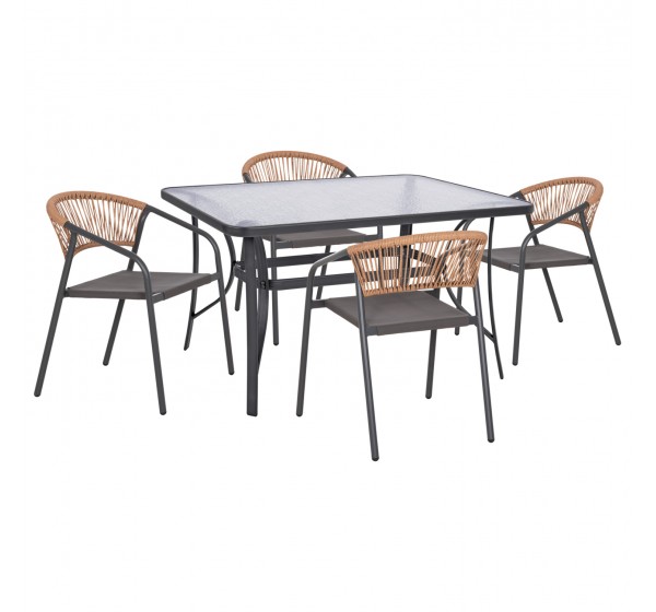 ΣΕΤ ΤΡΑΠΕΖΑΡΙΑΣ 5ΤΜΧ BRUNO HM10860.01 ΚΑΡΕΚΛΕΣ ΜΕΤΑΛΛΙΚΕΣ & ΤΡΑΠΕΖΙ 140x80εκ ΓΚΡΙ