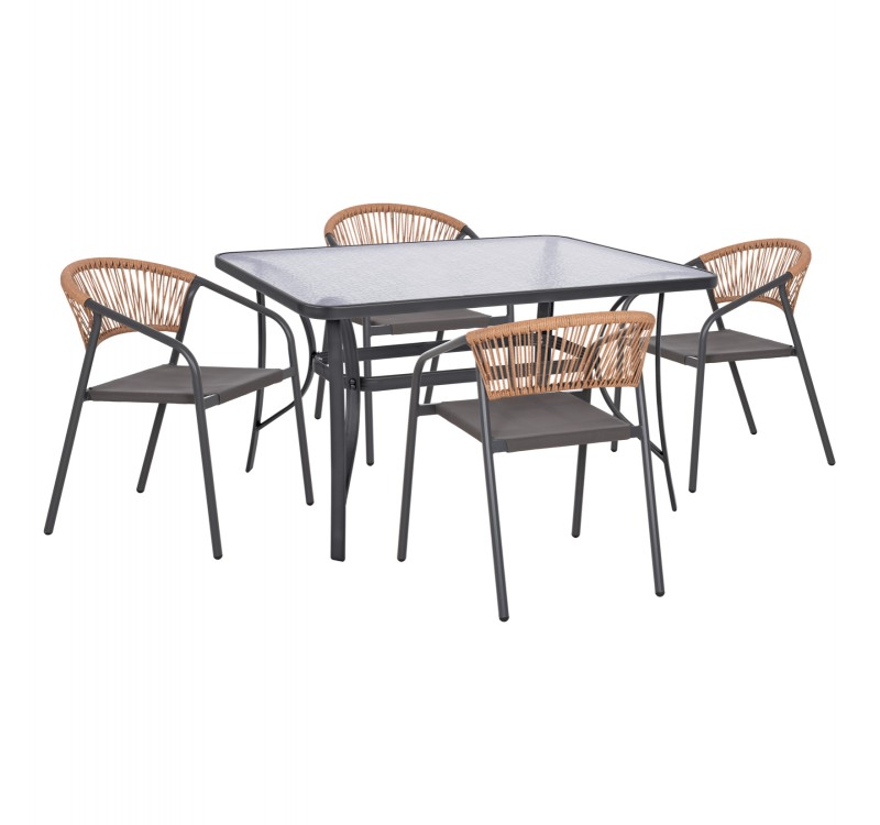 ΣΕΤ ΤΡΑΠΕΖΑΡΙΑΣ 5ΤΜΧ BRUNO HM10860.01 ΚΑΡΕΚΛΕΣ ΜΕΤΑΛΛΙΚΕΣ & ΤΡΑΠΕΖΙ 140x80εκ ΓΚΡΙ