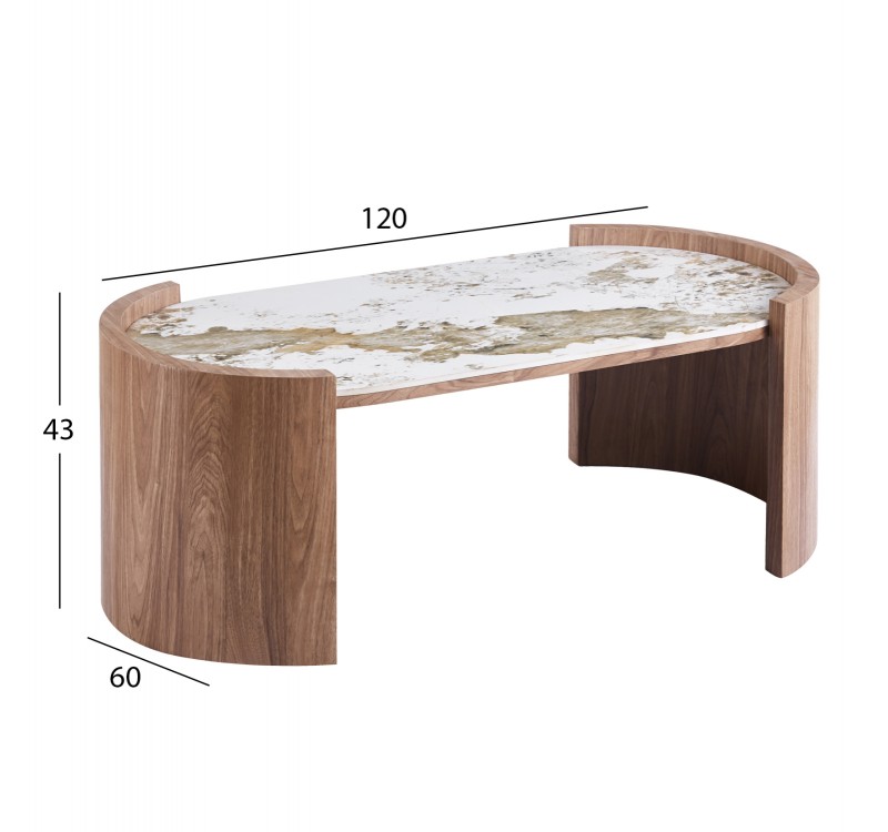 ΤΡΑΠΕΖΙ  ΣΑΛΟΝΙΟΥ MARBLEX HM18445 ΚΕΡΑΜΙΚΟ TOP PANDORA--MDF ΠΟΔΙΑ 120x60x43Υεκ