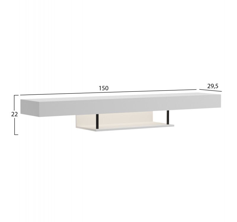 ΕΠΙΠΛΟ ΤΗΛΕΟΡΑΣΗΣ ΤΟΙΧΟΥ ME LED SAVOR HM18381.02 ΜΕΛΑΜΙΝΗ ΛΕΥΚΗ 150x29,5x22Υεκ