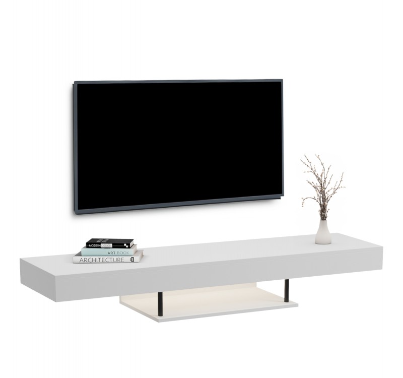 ΕΠΙΠΛΟ ΤΗΛΕΟΡΑΣΗΣ ΤΟΙΧΟΥ ME LED SAVOR HM18381.02 ΜΕΛΑΜΙΝΗ ΛΕΥΚΗ 150x29,5x22Υεκ