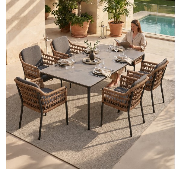 ΣΕΤ ΤΡΑΠΕΖΑΡΙΑΣ 7ΤΜΧ STAD HM10863.01 ΓΚΡΙ ΑΛΟΥΜΙΝΙΟ-SINTERED STONE TOP-OLEFIN