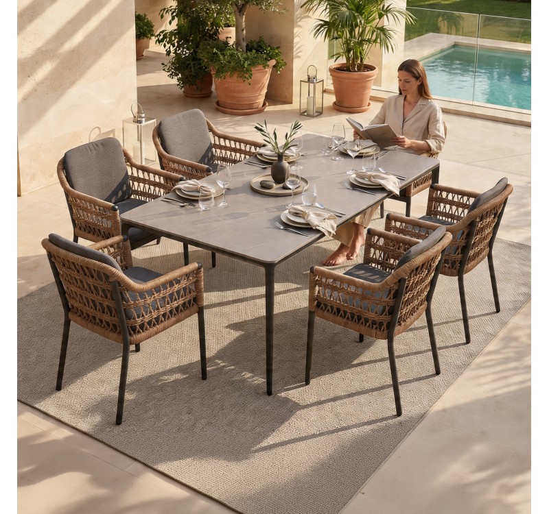 ΣΕΤ ΤΡΑΠΕΖΑΡΙΑΣ 7ΤΜΧ STAD HM10863.01 ΓΚΡΙ ΑΛΟΥΜΙΝΙΟ-SINTERED STONE TOP-OLEFIN