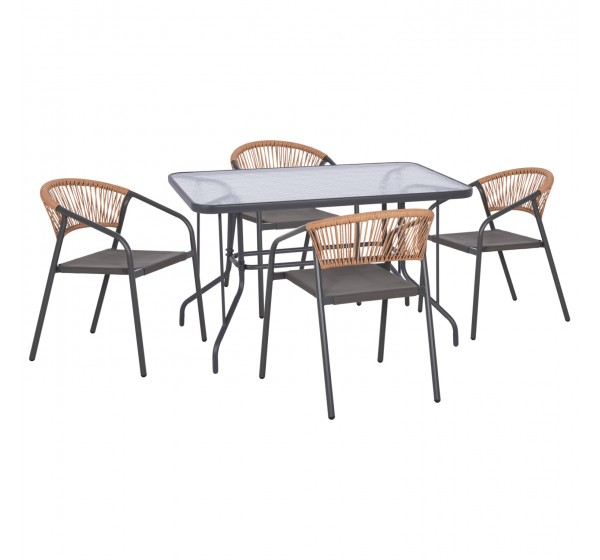 ΣΕΤ ΤΡΑΠΕΖΑΡΙΑΣ 5ΤΜΧ ADAM HM10859.01 ΚΑΡΕΚΛΕΣ ΜΕΤΑΛΛΙΚΕΣ & ΤΡΑΠΕΖΙ 120x70εκ ΓΚΡΙ