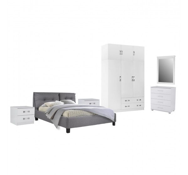 ΣΕΤ ΚΡΕΒΑΤΟΚΑΜΑΡΑΣ 6ΤΜΧ CARLY HM10884.05 ΜΕΛΑΜΙΝΗ ΛΕΥΚΗ-ΥΦΑΣΜΑ ΓΚΡΙ