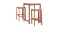 ΣΕΤ ΤΡΑΠΕΖΙ ΜΕ 2 ΣΚΑΜΠΟ ΜΠΑΡ PRESSCOT HM10918 ΞΥΛΟ TEAK ΣΕ ΦΥΣΙΚΟ ΧΡΩΜΑ
