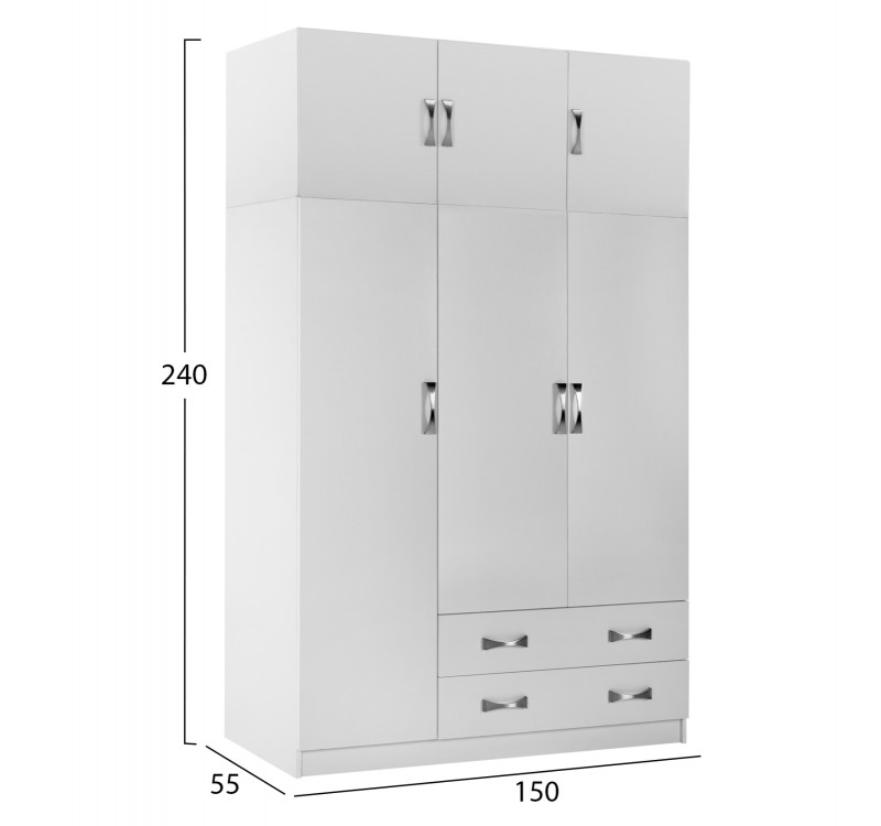 ΝΤΟΥΛΑΠΑ 3ΦΥΛΛΗ ΜΕ ΠΑΤΑΡΙ CARLY HM10891.05 ΜΕΛΑΜΙΝΗ ΣΕ ΛΕΥΚΟ 150X55Χ240Υεκ.