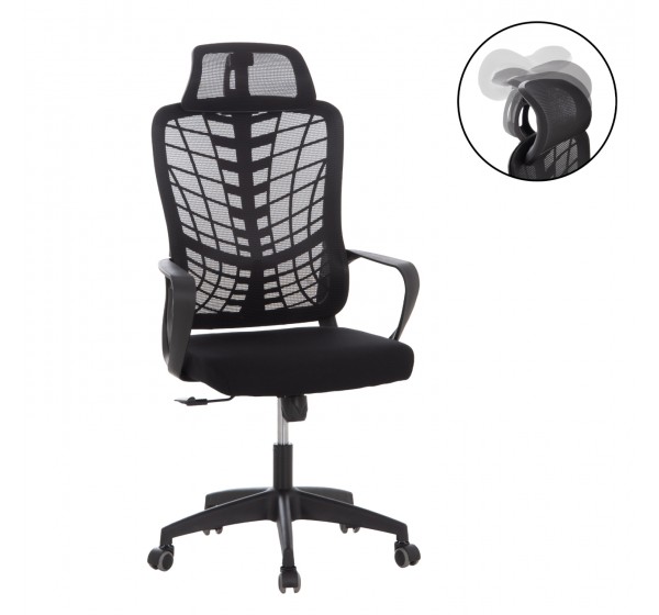 ΚΑΡΕΚΛΑ ΓΡΑΦΕΙΟΥ ELVAR HM1219.01 ΜΑΥΡO MESH--ΒΑΣΗ ΠΟΛΥΠΡΟΠΥΛΕΝΙΟΥ 63x56x125Υεκ