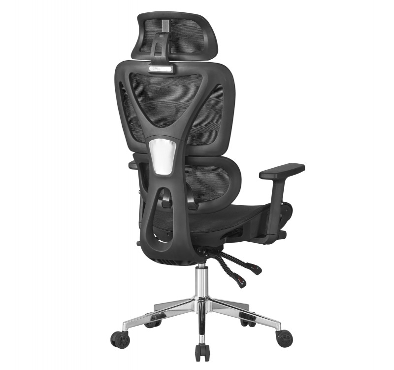 ΚΑΡΕΚΛΑ ΓΡΑΦΕΙΟΥ NOVAR HM1217.01 ΜΑΥΡO MESH--ΒΑΣΗ ΧΡΩΜΙΟΥ 51x49x129Υεκ