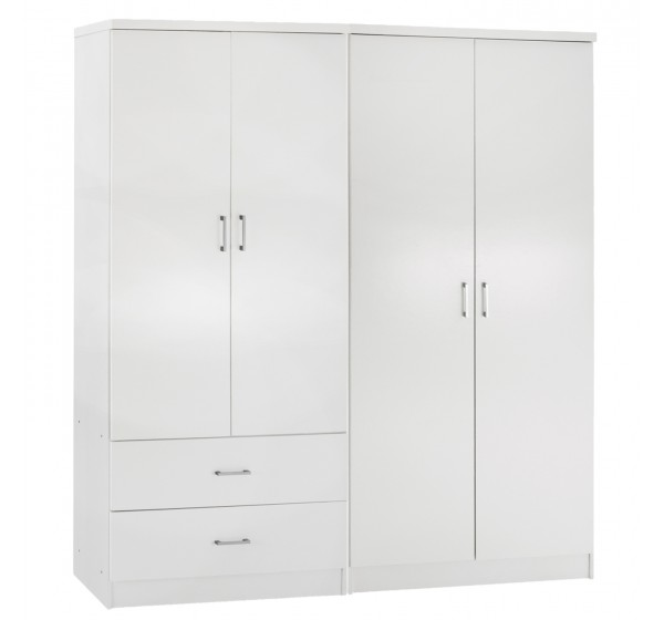 ΝΤΟΥΛΑΠΑ 4-ΦΥΛΛΗ ΜΕ 2 ΣΥΡΤΑΡΙΑ JENNA HM11351.05 ΜΕΛΑΜΙΝΗ ΣΕ ΛΕΥΚΟ 160x43x181Υ