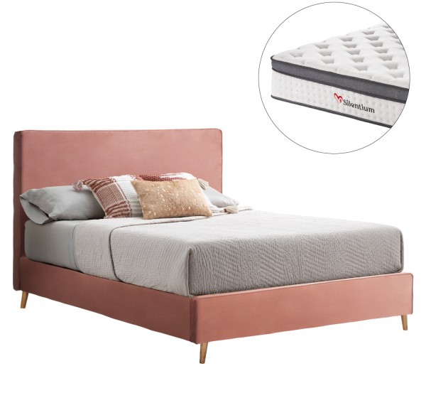 ΚΡΕΒΑΤΙ ΔΙΠΛΟ ΜΕ ΣΤΡΩΜΑ INDRA HM10810.12 ΣΑΠΙΟ ΜΗΛΟ ΒΕΛΟΥΔΟ--ΓΙΑ ΣΤΡΩΜΑ 160x200εκ