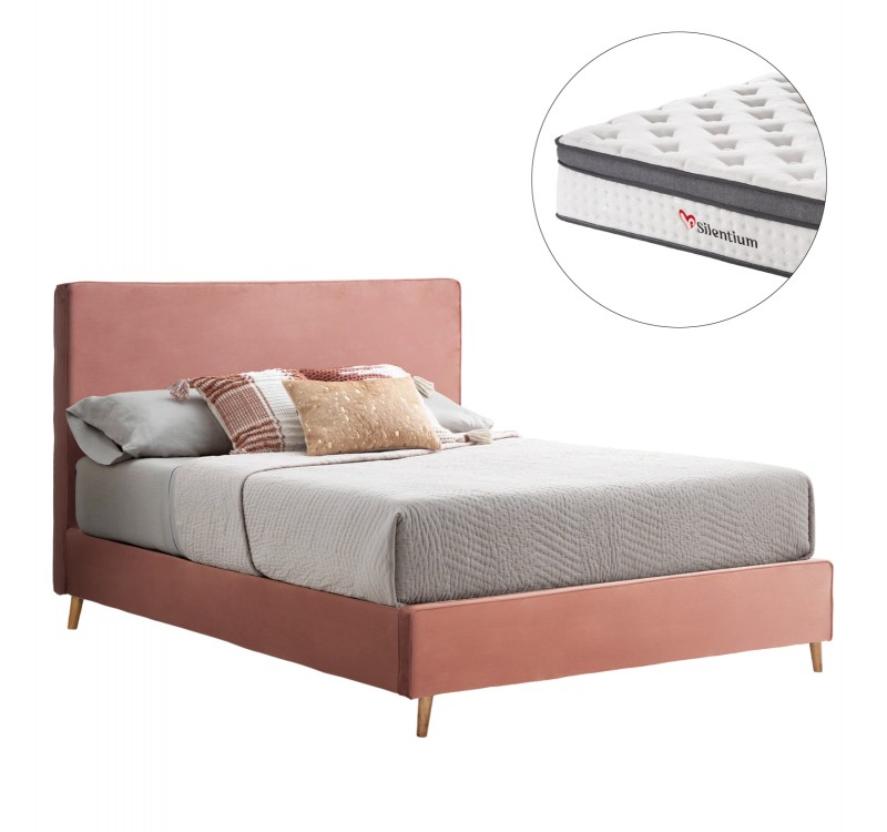 ΚΡΕΒΑΤΙ ΔΙΠΛΟ ΜΕ ΣΤΡΩΜΑ INDRA HM10810.12 ΣΑΠΙΟ ΜΗΛΟ ΒΕΛΟΥΔΟ--ΓΙΑ ΣΤΡΩΜΑ 160x200εκ