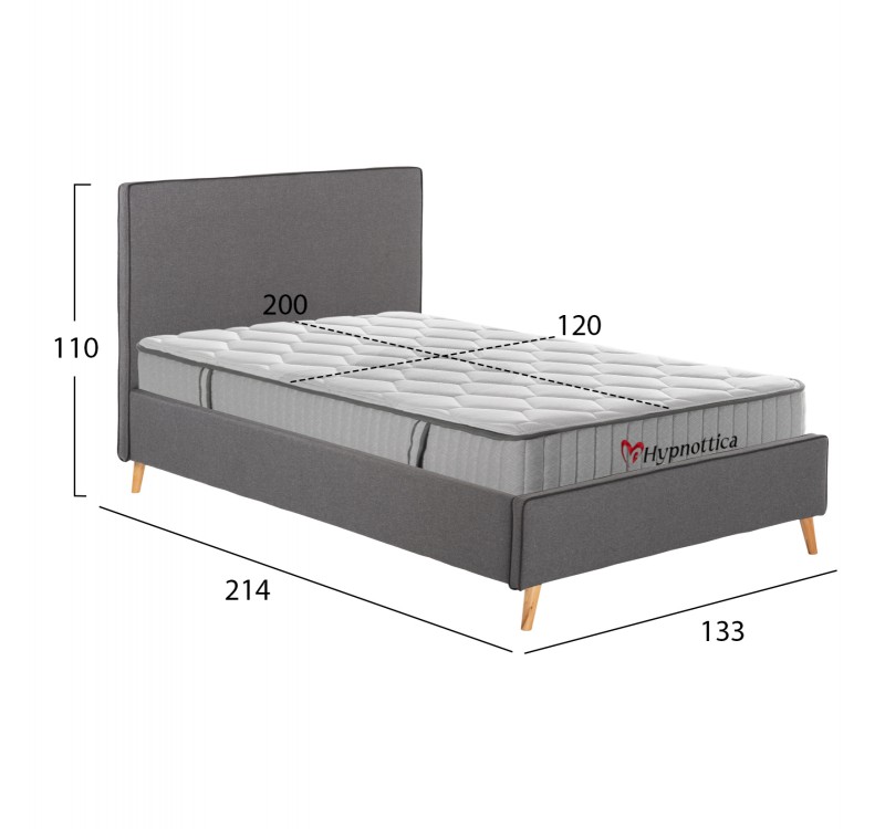 ΚΡΕΒΑΤΙ ΗΜΙΔΙΠΛΟ ΜΕ ΣΤΡΩΜΑ MAYLIN HM10758.10 ΓΚΡΙ ΥΦΑΣΜΑ--ΣΤΡΩΜΑ 120Χ200εκ