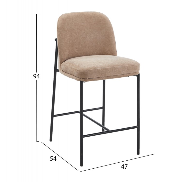 ΣΚΑΜΠΟ ΜΠΑΡ ΜΕΣ.ΥΨΟΥΣ MANIDO HM18427.02 TAUPE ΥΦΑΣΜΑ-ΜΕΤΑΛ.ΜΑΥΡΟΣ ΣΚΕΛΕΤΟΣ 47x54x94Υεκ