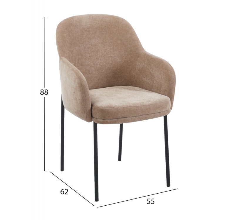 ΠΟΛΥΘΡΟΝΑ ΤΡΑΠΕΖΑΡΙΑΣ MANIDO HM18429.03 TAUPE ΥΦΑΣΜΑ-ΜΕΤΑΛ.ΜΑΥΡΑ ΠΟΔΙΑ 54x61x87Υεκ