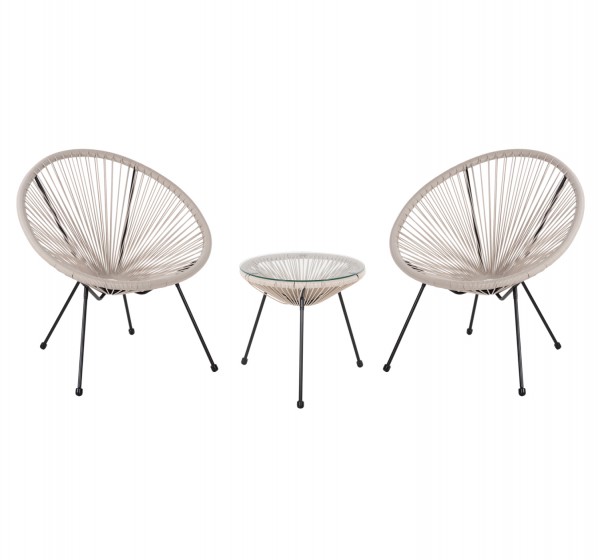 ΣΕΤ ΕΞΩΤΕΡΙΚΟΥ ΧΩΡΟΥ 3ΤΜΧ ACAPULCO HM11861.03 P.E.RATTAN ΕΚΡΟΥ-ΜΕΤΑΛΛΟ ΣΕ ΜΑΥΡΟ