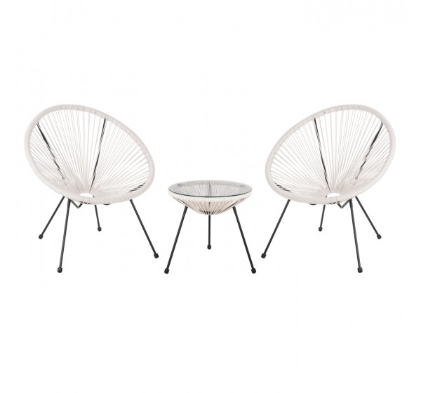 ΣΕΤ ΕΞΩΤΕΡΙΚΟΥ ΧΩΡΟΥ 3ΤΜΧ ACAPULCO HM11861.12 P.E.RATTAN ΛΕΥΚΟ-ΜΕΤΑΛΛΟ ΣΕ ΜΑΥΡΟ
