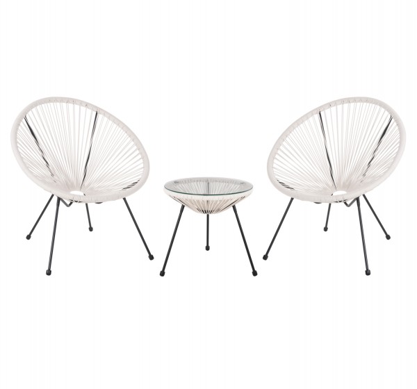 ΣΕΤ ΕΞΩΤΕΡΙΚΟΥ ΧΩΡΟΥ 3ΤΜΧ ACAPULCO HM11861.12 P.E.RATTAN ΛΕΥΚΟ-ΜΕΤΑΛΛΟ ΣΕ ΜΑΥΡΟ