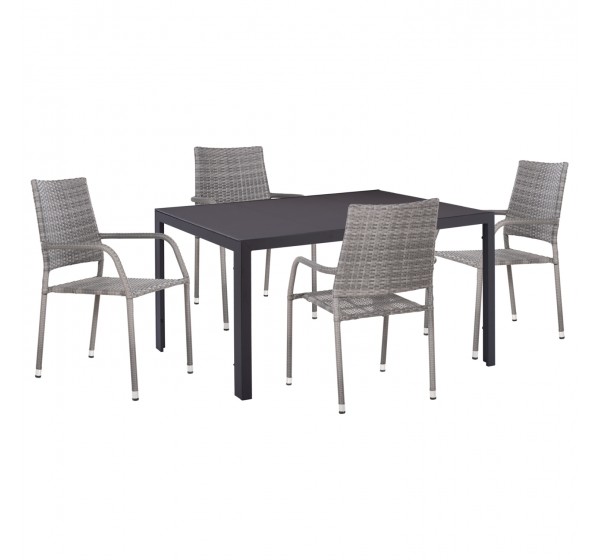 ΣΕΤ ΤΡΑΠΕΖΑΡΙΑΣ ΕΞ.ΧΩΡΟΥ 5ΤΜΧ MORNER HM21008 ΜΕΤΑΛΛΟ & WICKER ΣΕ ΓΚΡΙ
