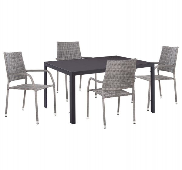 ΣΕΤ ΤΡΑΠΕΖΑΡΙΑΣ ΕΞ.ΧΩΡΟΥ 5ΤΜΧ MORNER HM21008 ΜΕΤΑΛΛΟ & WICKER ΣΕ ΓΚΡΙ