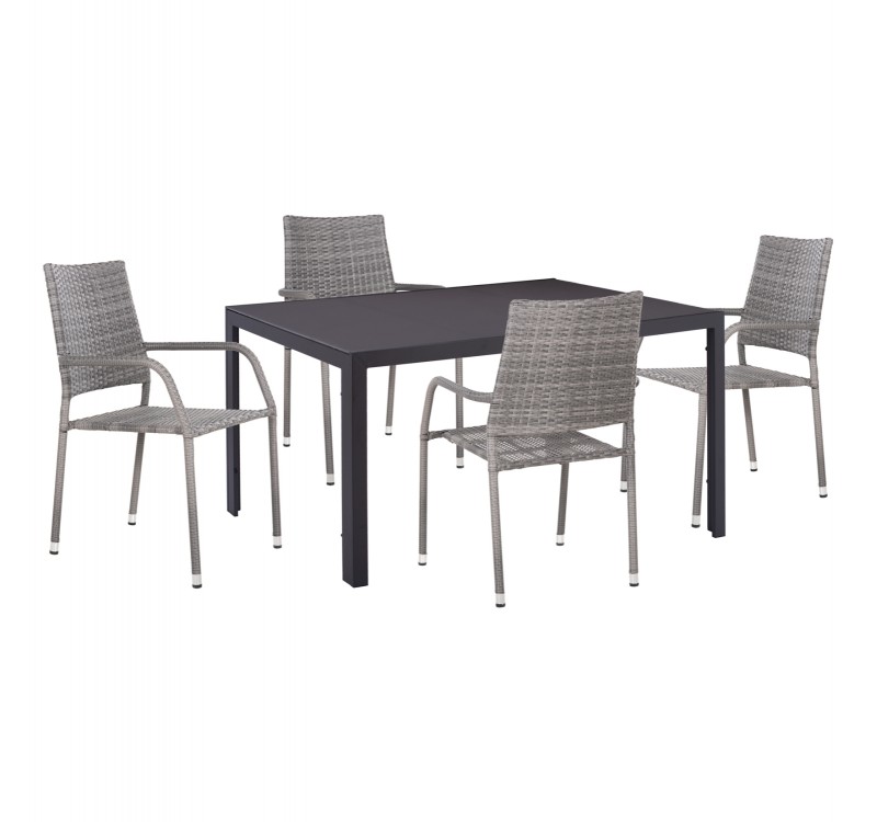 ΣΕΤ ΤΡΑΠΕΖΑΡΙΑΣ ΕΞ.ΧΩΡΟΥ 5ΤΜΧ MORNER HM21008 ΜΕΤΑΛΛΟ & WICKER ΣΕ ΓΚΡΙ