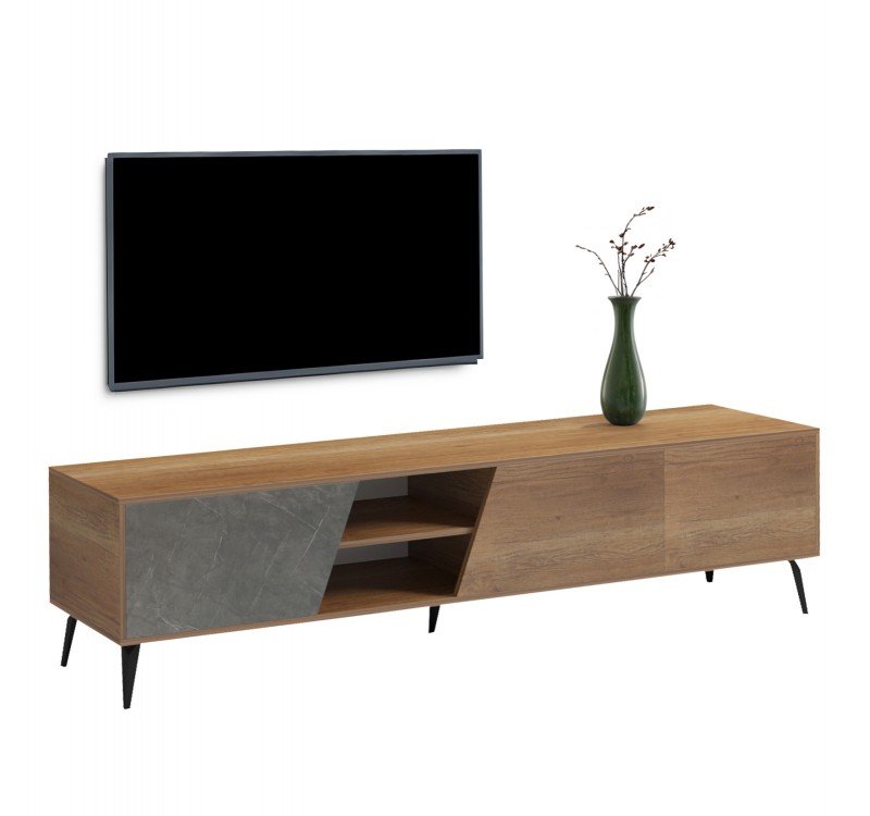 ΕΠΙΠΛΟ ΤΗΛΕΟΡΑΣΗΣ CATERRA HM18374.14 ΜΕΛΑΜΙΝΗ ΦΥΣΙΚΟ-MOORE STONE 180Χ35.5Χ48Υεκ.