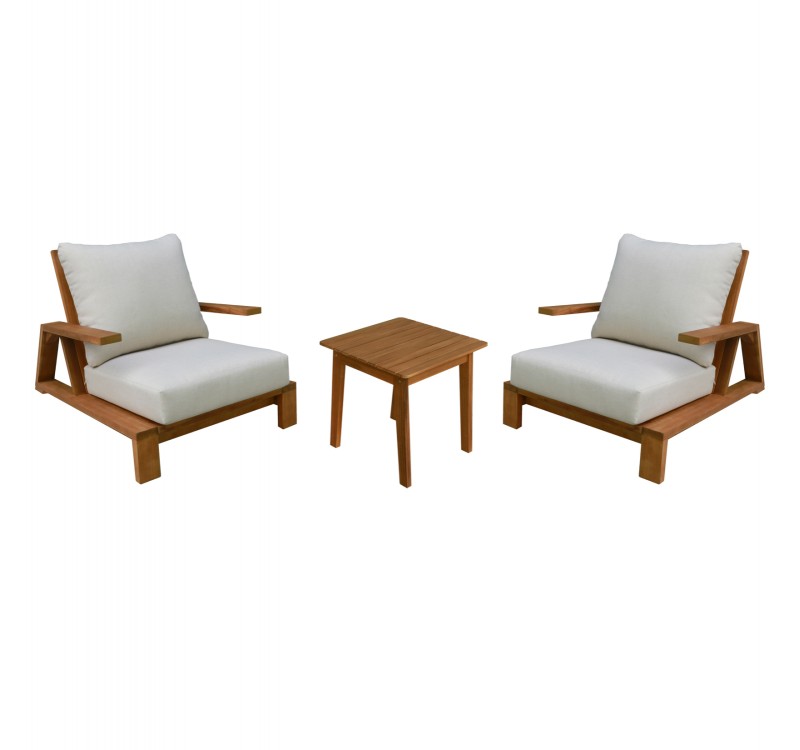 LOUNGE ΣΕΤ MIREX HM10893 ΤΡΑΠΕΖΑΚΙ & 2 ΠΟΛΥΘΡΟΝΕΣ--ΞΥΛΟ ΑΚΑΚΙΑΣ--ΕΚΡΟΥ ΜΑΞΙΛΑΡΙΑ