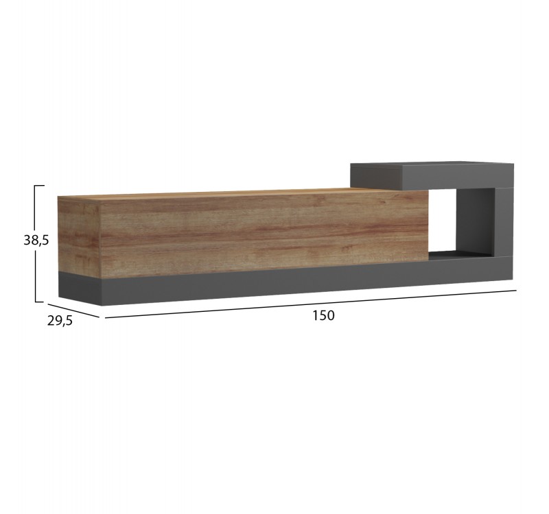 ΕΠΙΠΛΟ ΤΗΛΕΟΡΑΣΗΣ ΤΟΙΧΟΥ ESSENZA HM18372.13 ΜΕΛΑΜΙΝΗ OAK/ΓΚΡΙ 150x29.6x38.6Υεκ.