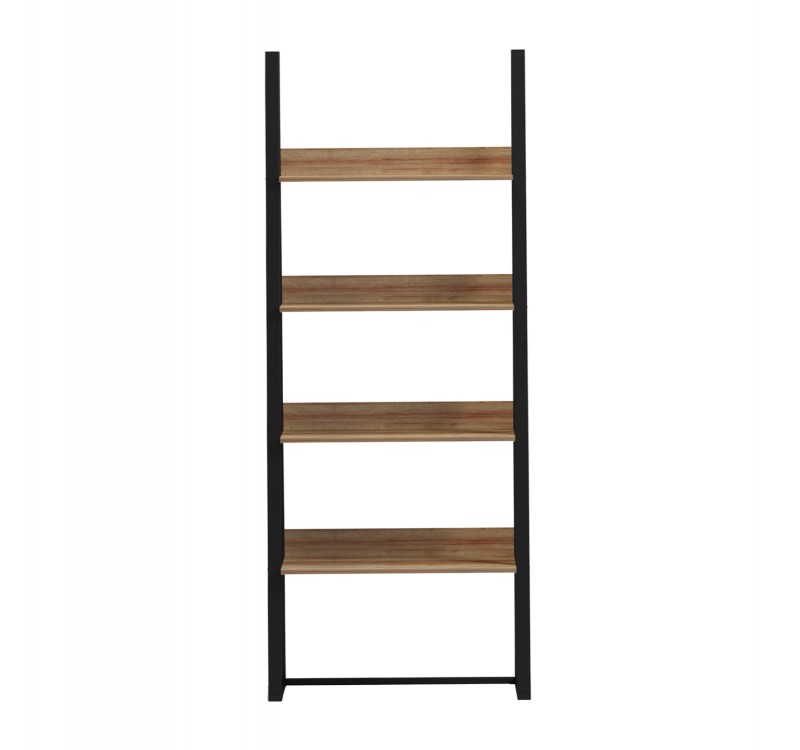 ΡΑΦΙΕΡΑ IZABEL HM18376.01 ΜΕΤΑΛΛΟ--ΜΕΛΑΜΙΝΗ ΣΕ OAK 75x36x185Υεκ.