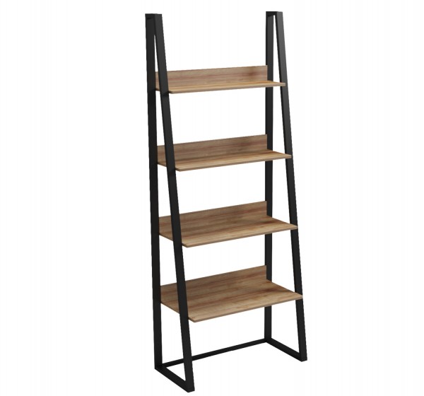 ΡΑΦΙΕΡΑ IZABEL HM18376.01 ΜΕΤΑΛΛΟ--ΜΕΛΑΜΙΝΗ ΣΕ OAK 75x36x185Υεκ.
