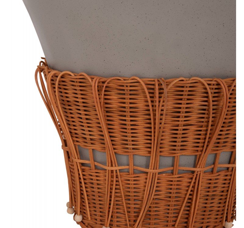 ΣΕΤ 2ΤΜΧ ΒΟΗΘΗΤΙΚΑ ΤΡΑΠΕΖΙΑ PERRAL HM21138.03 FIBER CEMENT ΓΚΡΙ--ΦΥΣΙΚΟ RATTAN