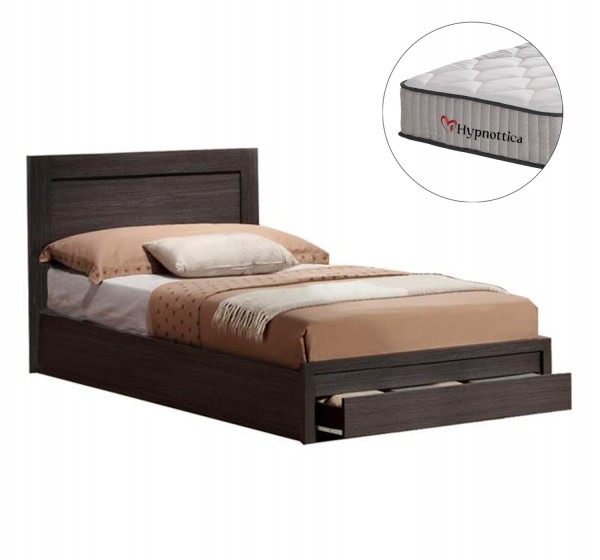 ΚΡΕΒΑΤΙ ΜΟΝΟ ΜΕ ΣΥΡΤΑΡΙ & ΣΤΡΩΜΑ MELANY HM10756.02 ΜΕΛΑΜΙΝΗ ZEBRANO--ΓΙΑ 90x190εκ